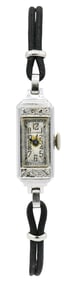 Waltham 14K White Gold & Diamond Wristwatch