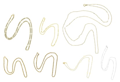 Group of Seven Gold Necklace Chains