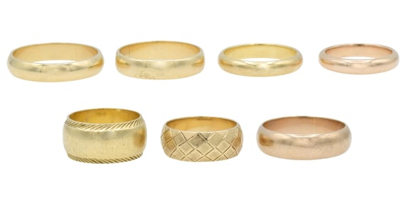 Seven Yellow Gold Rings