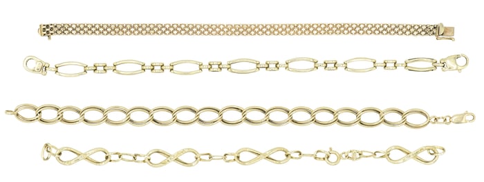 Four 14K Yellow Gold Bracelets