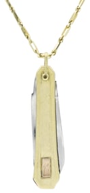 10K Yellow Gold & Stainless Steel Pocket Knife on 14K Yellow Gold Chain
