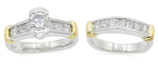 Platinum, 18K Yellow Gold & Diamond Ring Set