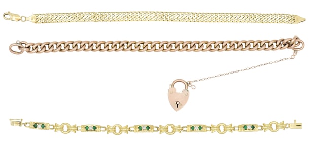 Group of Three Gold Bracelets