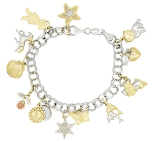 14K White & Yellow Gold Charm Bracelet