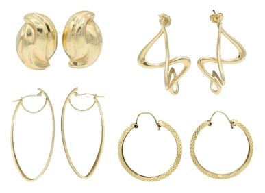 Group of 14K Yellow Gold Earrings