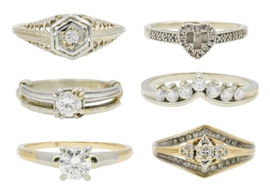 Group of 14K Gold & Diamond Rings