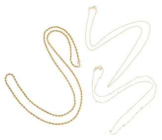 Group of Three 10K Yellow Gold Necklace Chains