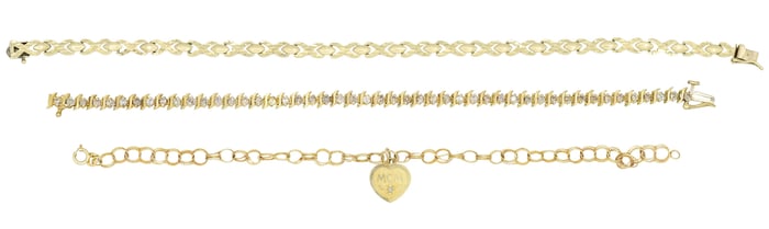 Three 10K Yellow Gold Bracelets