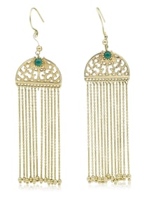 14K Yellow Gold & Chrysoprase Earrings