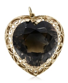 14K Gold & Smoky Quartz Heart Pendant