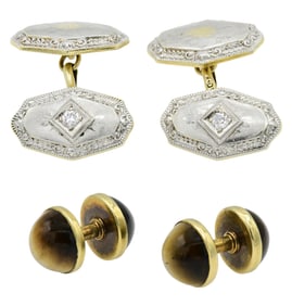 Two Pairs of 14K Yellow Gold Cufflinks