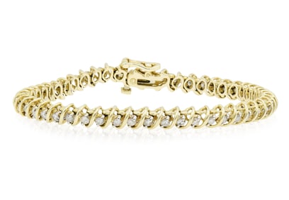14K Yellow Gold & Diamond Tennis Bracelet