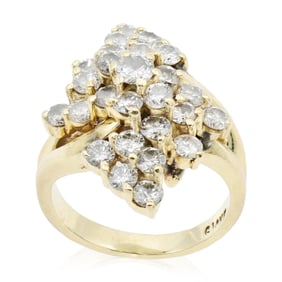 14K Yellow Gold & Diamond Cluster Ring