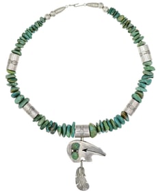 Sam Piaso Sterling Silver & Green Turquoise Necklace