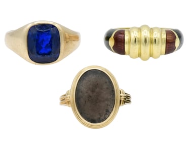 Group of Three Yellow Gold Rings