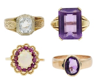 Group of Four Yellow Gold Rings