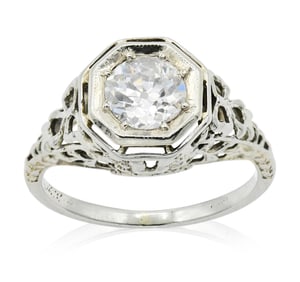 14K White Gold & 0.89 Carat Diamond Ring