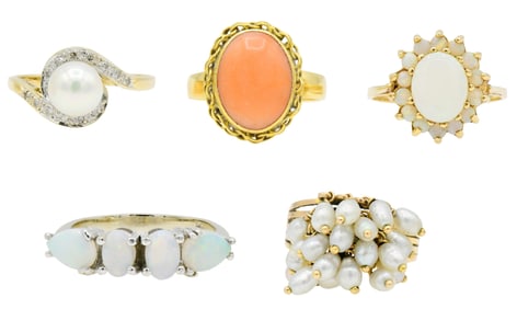 Group of Five 14K Gold Rings