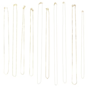 Group of Ten Yellow Gold Necklace Chains
