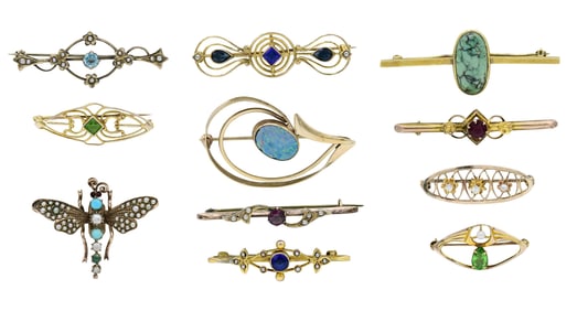 Group of Yellow Gold Brooches