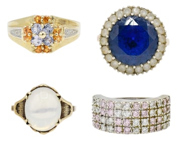 Group of Four 10K Gold Rings