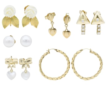 Group of 14K Yellow Gold Earrings