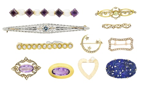 Group of 14K Yellow Gold Brooches