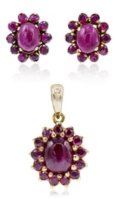 18K Yellow Gold & Ruby Demi Parure