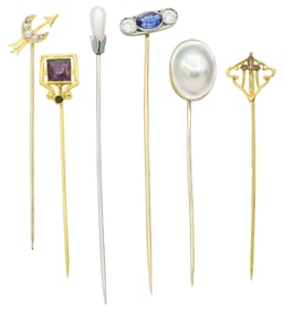Group of Six Stick Pins