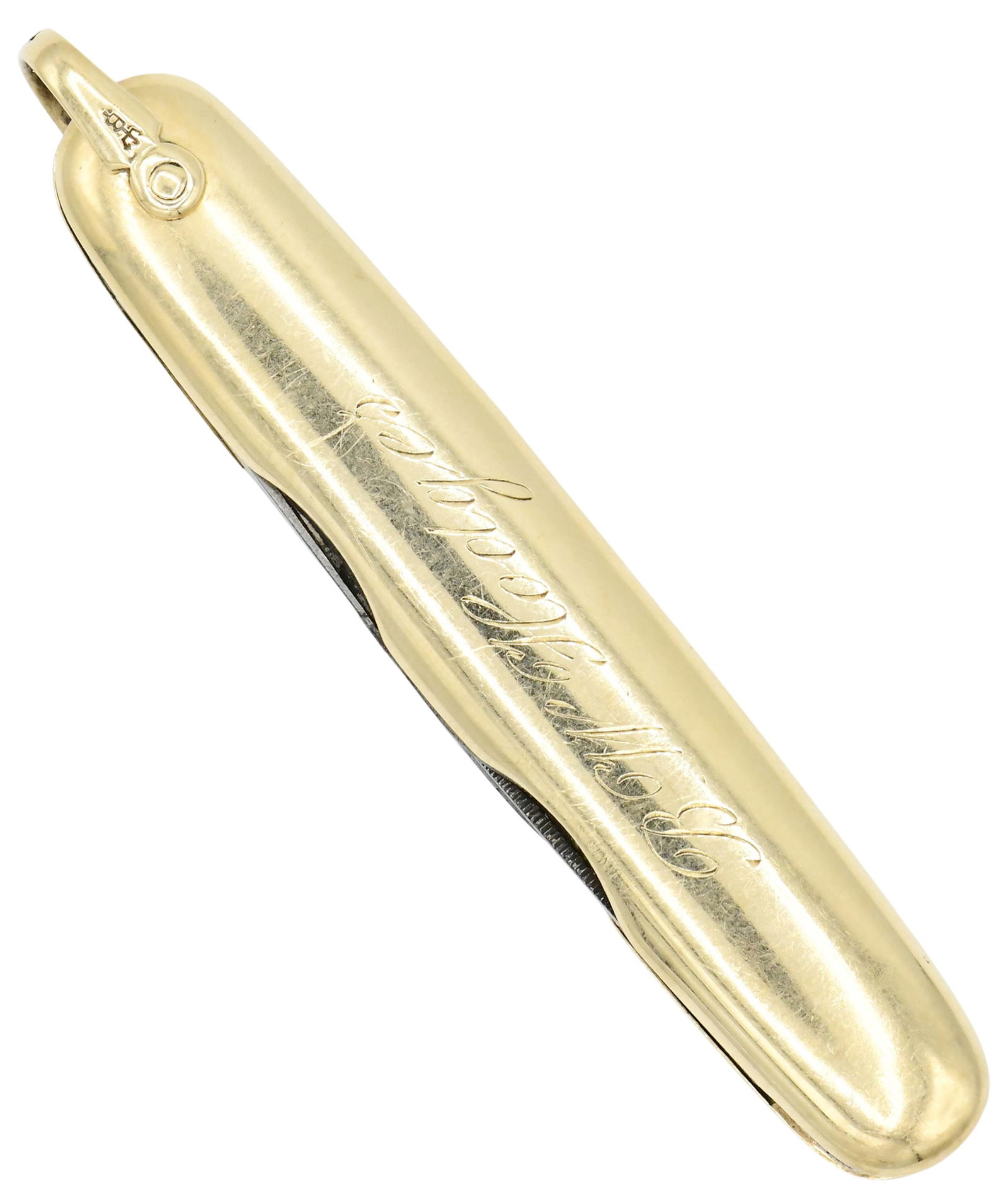 George Wostenholm 14K Yellow Gold & Stainless Steel Pocket Knife (1 of 3)