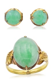 14K Yellow Gold & Jade Demi Parure
