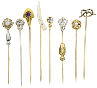 Group of 14K Yellow Gold Stick Pins