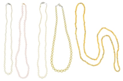 Group Of Gold & Pearl Necklaces