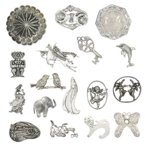 Group of Sterling Silver Brooches
