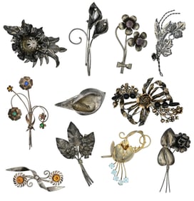 Group of Sterling Silver Brooches