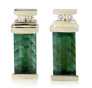 14K Yellow Gold, Tourmaline & Diamond Earrings