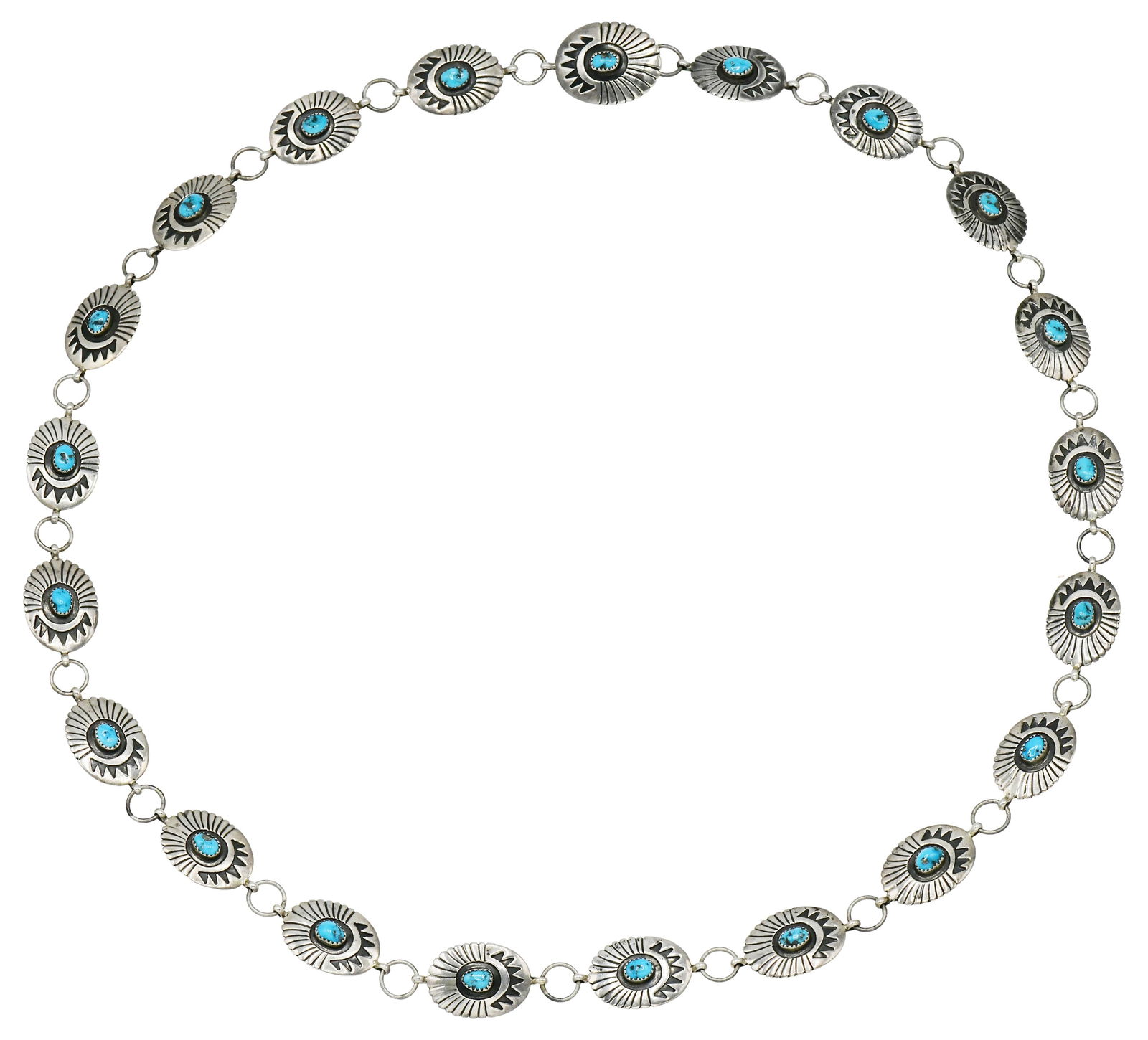 Jerry Cowboy Sterling Silver & Turquoise Navajo Concho Belt (1 of 2)