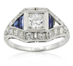 Platinum, Diamond & Sapphire Ring