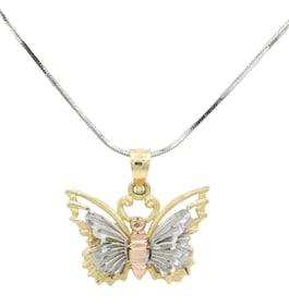 14K Gold Butterfly Pendant Necklace