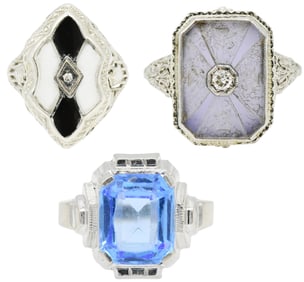 Group of Three White Gold Rings