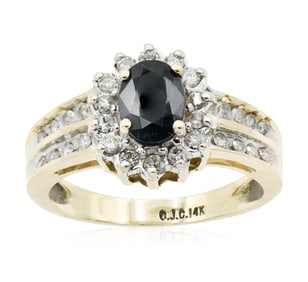 14K Yellow Gold, White Gold, Diamond & Sapphire Ring