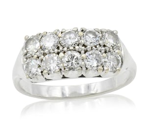 10K White Gold Plated & Diamond Ring