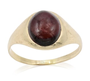 10K Yellow Gold & Red Garnet Ring