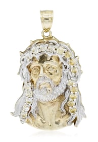 10K Yellow & White Gold Jesus Pendant