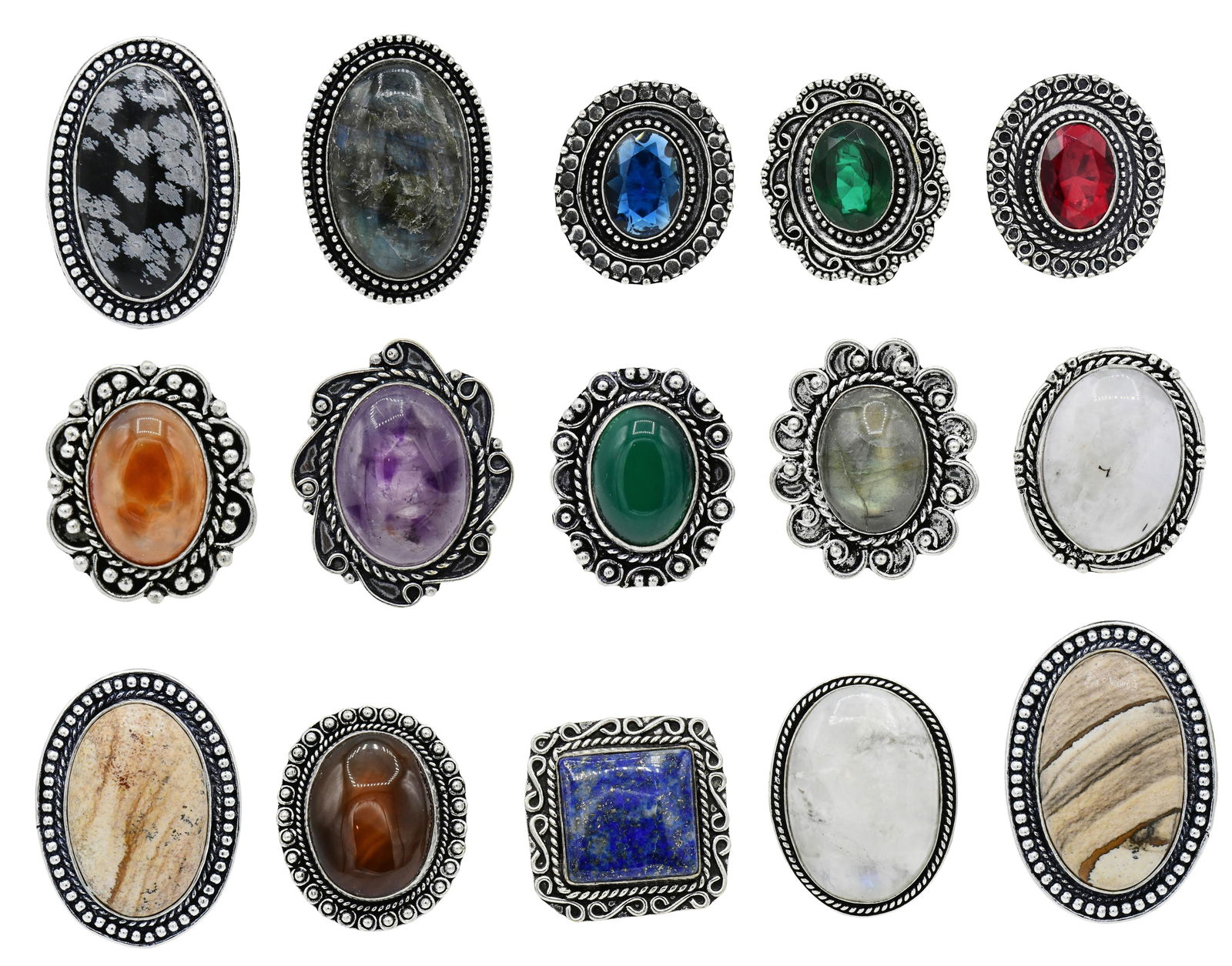 Fifteen German Silver Rings (1 of 1)