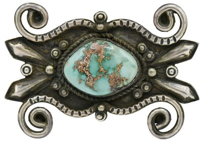Albert McCabe Sterling Silver & Turquoise Brooch