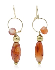 10K Yellow Gold & Carnelian Earrings