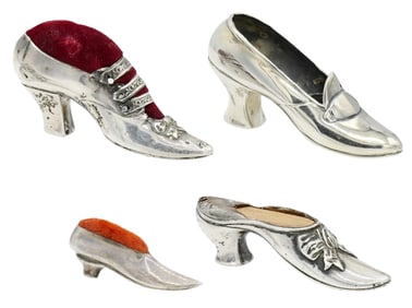 Group of Four Sterling Silver Stick Pin Holders