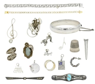 Group of Sterling Silver Jewelry & Thimble