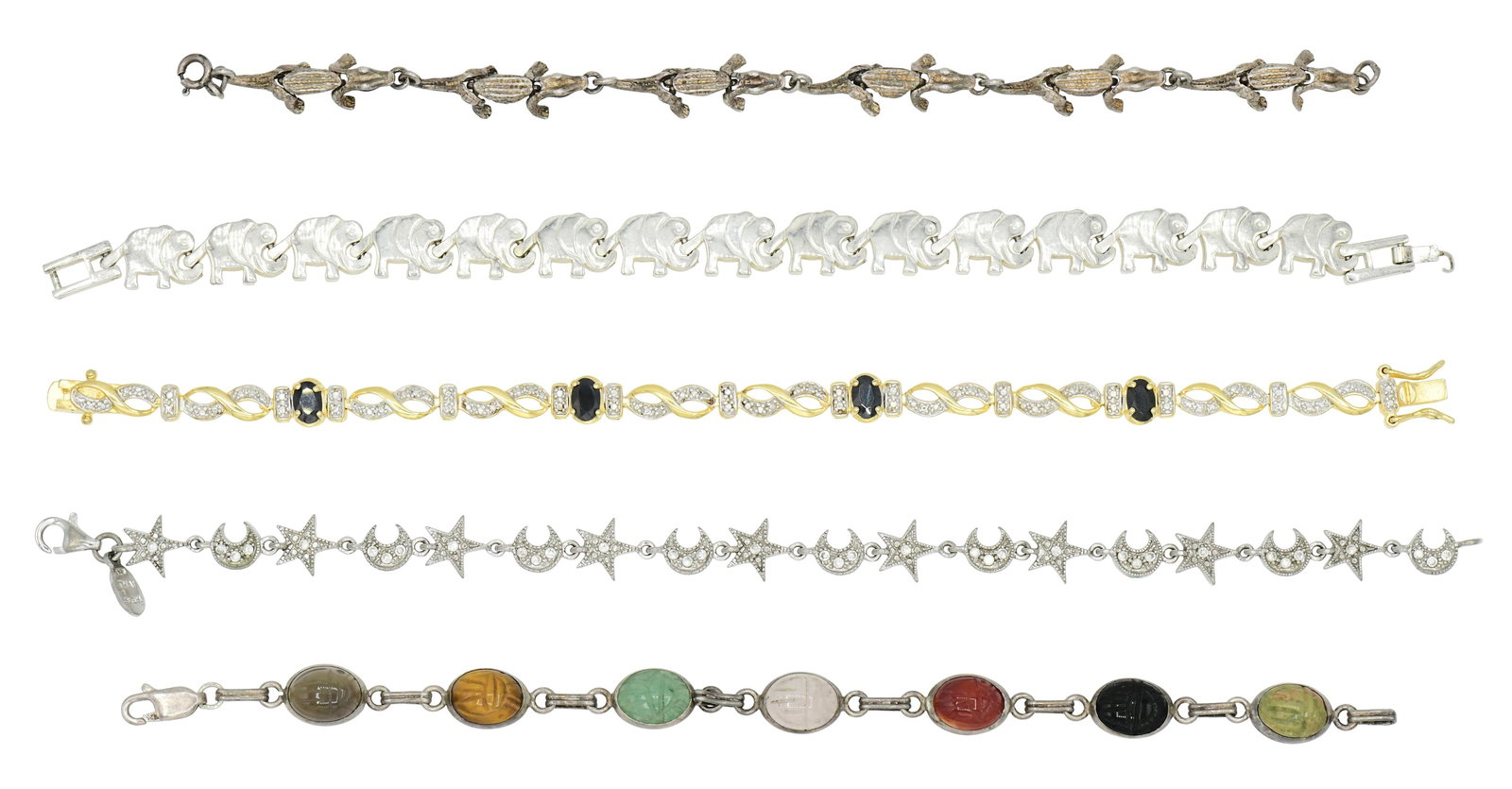 Group of Sterling Silver Bracelets: Group of Sterling Silver Bracelets • 1.84 troy ounces (total lot weight) Other Notes: Fontaine's Auction Gallery can arrange shipping for this item (USA only).